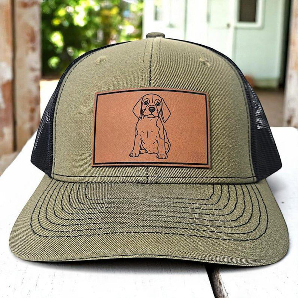 Personalized Pet Portrait Leather Patch Trucker Hat with Photo Unique Gift for Pet Lovers