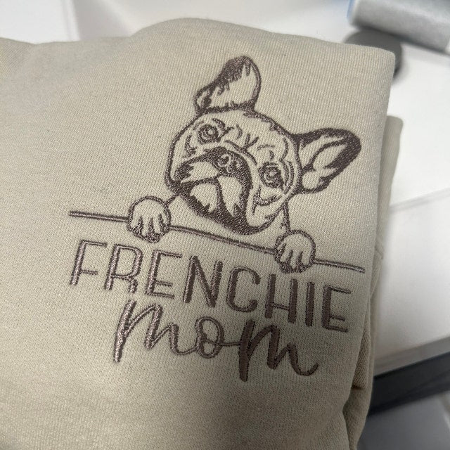 Embroidered Dog Mom Sweatshirt Hoodie With Pet Portrait and Pet Names Gift For Pet Lovers
