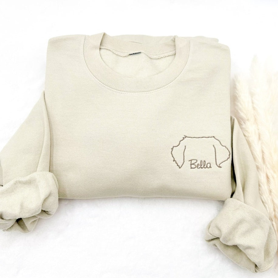Custom Embroidered Dog Ear Outline Sweatshirt Hoodie With Names Keepsake