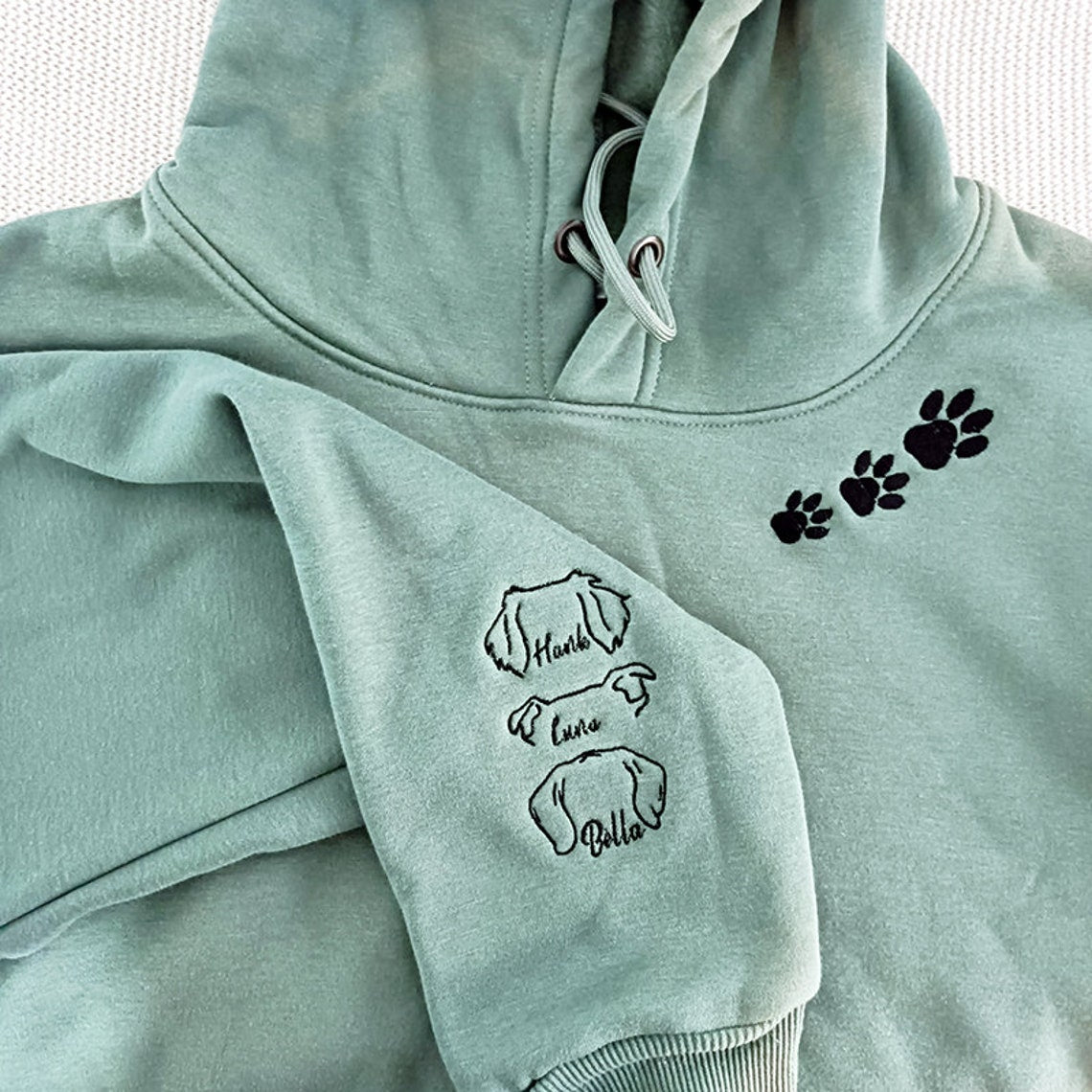 Personalized Embroidered Sweatshirt Hoodie with Pet Ears On Sleeve Gift For Pet Lovers