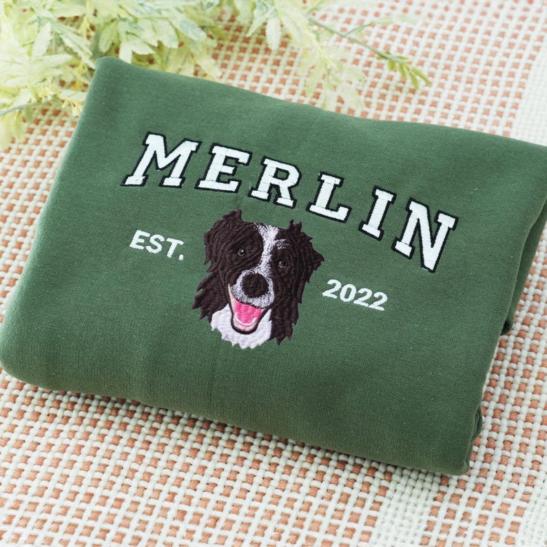 Custom Embroidered Pet Portrait Sweatshirt | Personalized Memorial Gift
