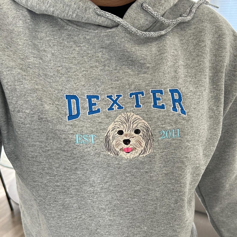 Custom Embroidered Pet Portrait Sweatshirt | Personalized Memorial Gift