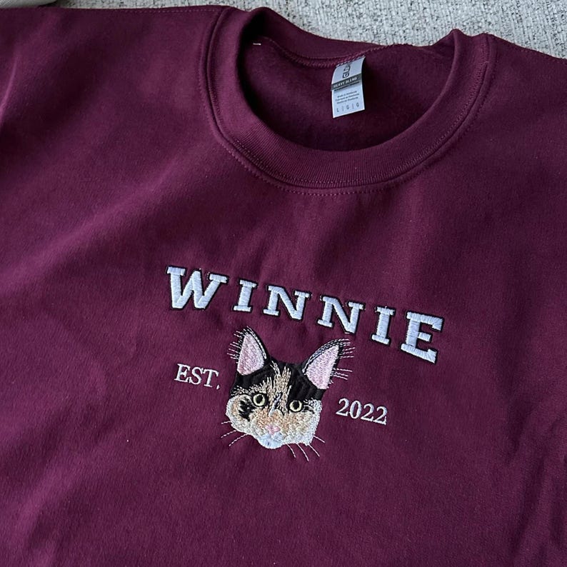 Custom Embroidered Pet Portrait Sweatshirt | Personalized Memorial Gift