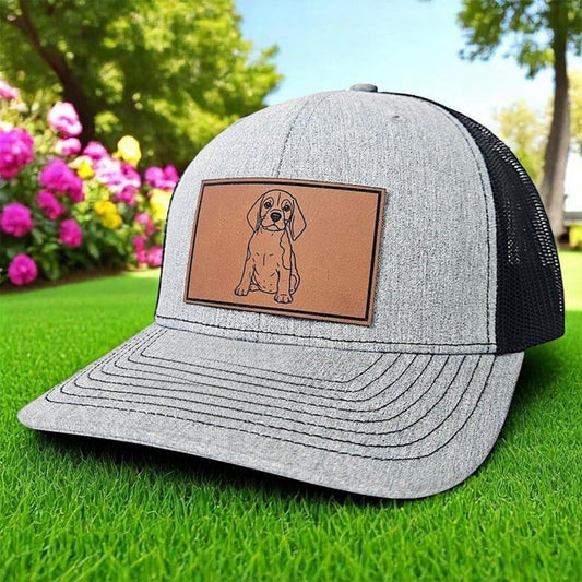 Personalized Pet Portrait Leather Patch Trucker Hat with Photo Unique Gift for Pet Lovers