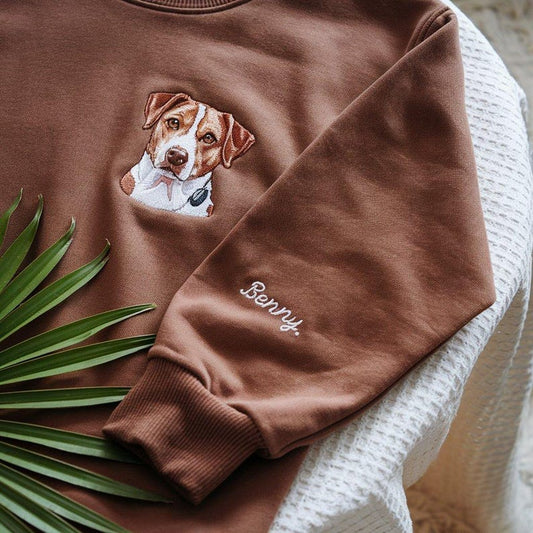 Custom Embroidered Pet Hoodie | Personalized Pet Face and Pet name Sweatshirt